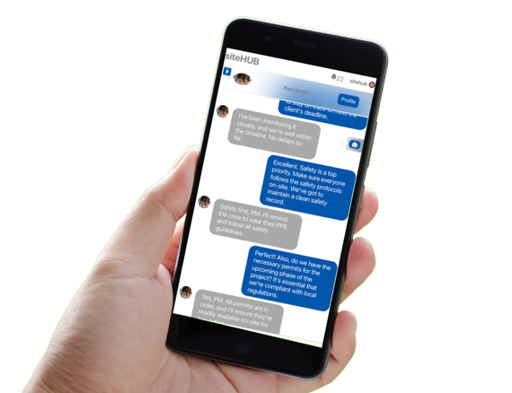 Construction company communication, made easy with siteHUBs centralized platform handling project management, material waste reductions and more