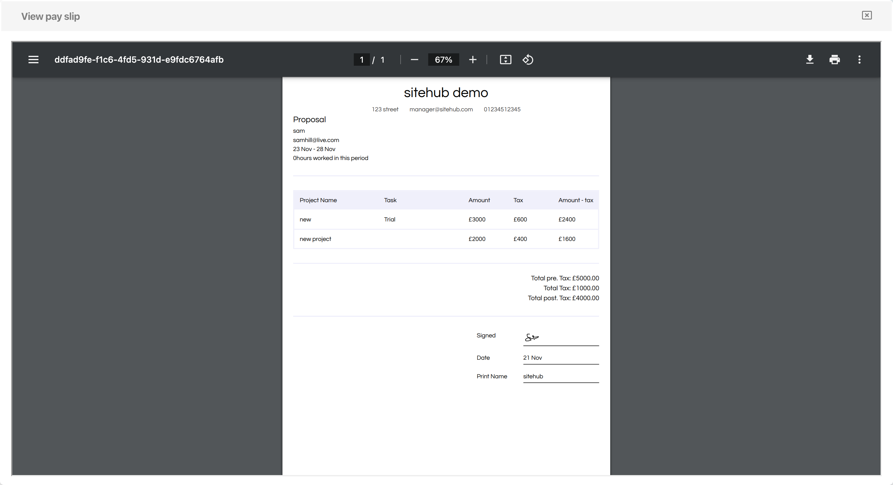 Payroll calculations for your team members at your construction company using siteHUB's pay management software