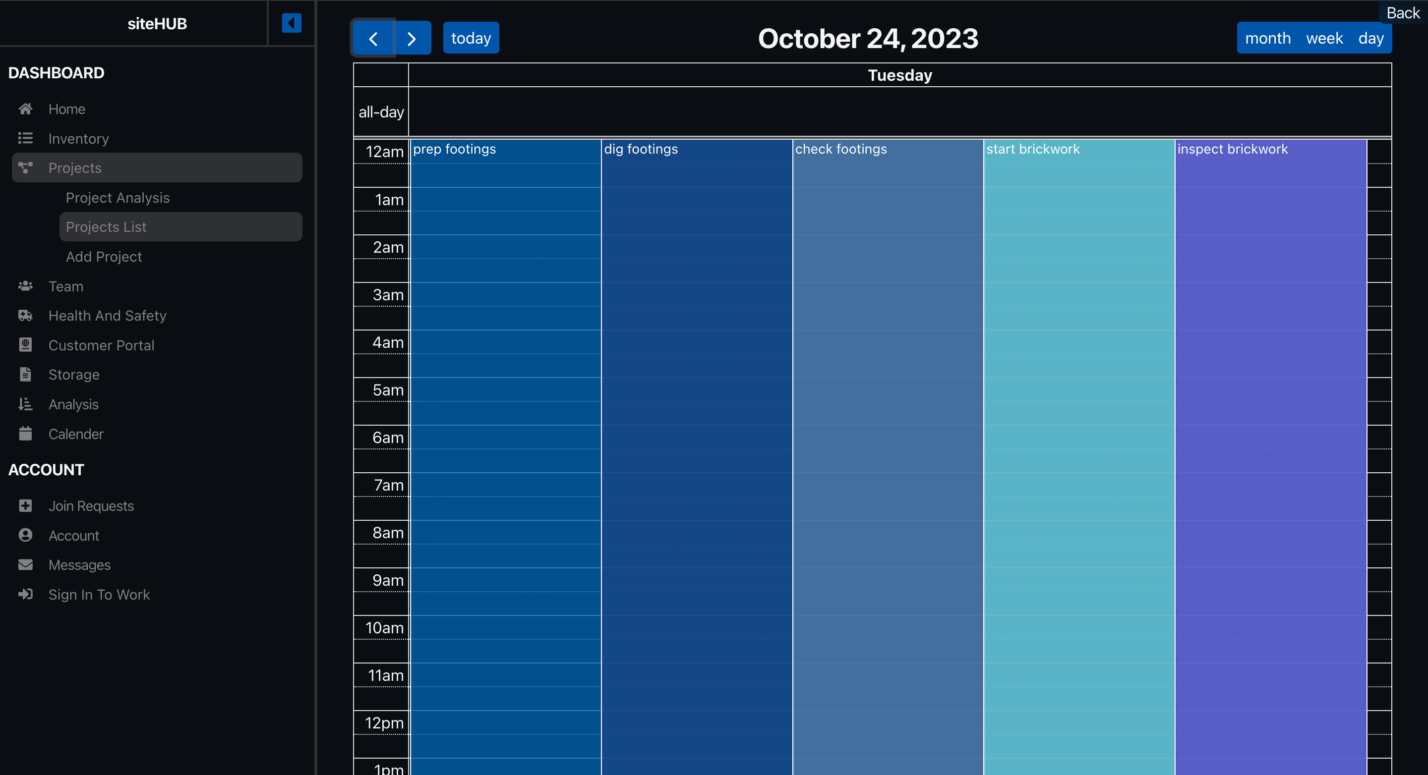 Collaborative construction project Planning on a central system using siteHUB