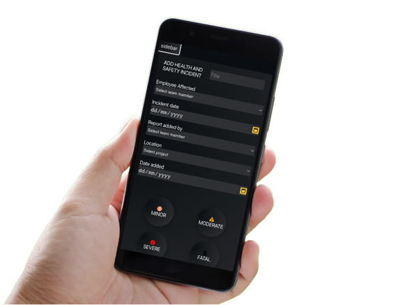 Construction Health and safety management on a mobile view with siteHUB management software